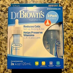 Dr Brown’s Natural Flow colic reducing baby bottles. 3 pack 4 oz. Bottles